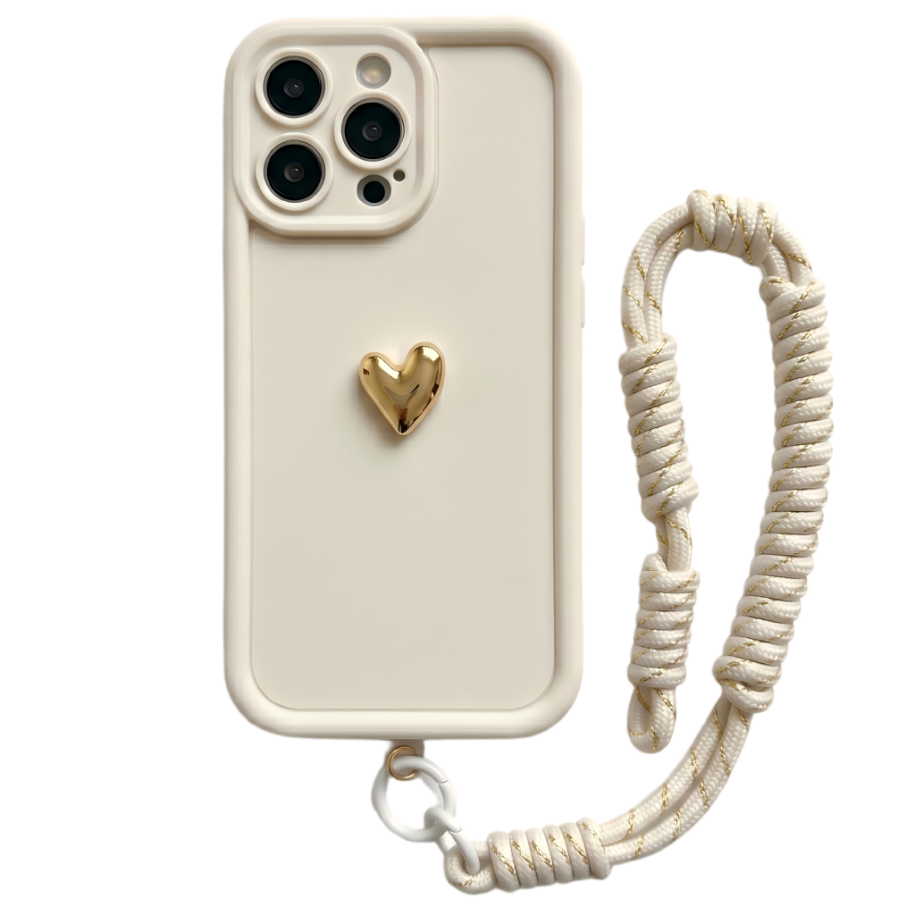 Your Name Signature Series: Fashionable 3D Gold Heart Personalized Phone Case