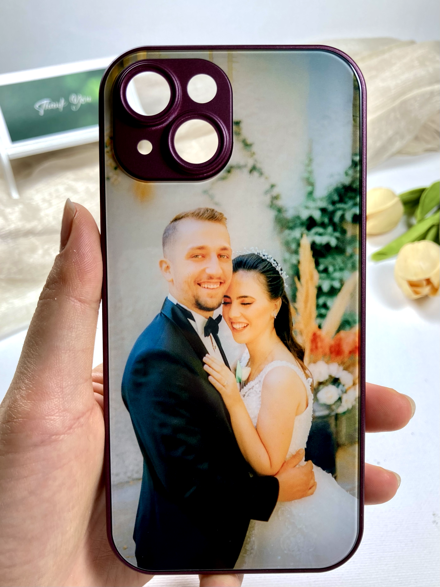 Bedste gave: Personligt telefoncover med dine fotos, høj kvalitet.