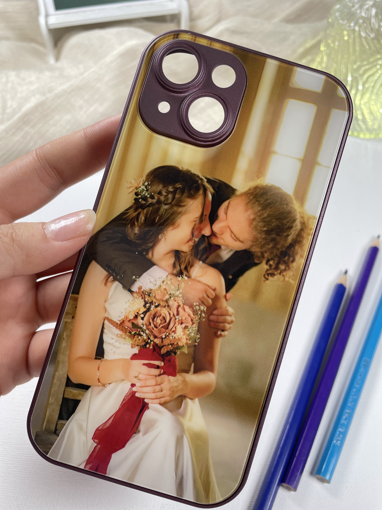 Bedste gave: Personligt telefoncover med dine fotos, høj kvalitet.