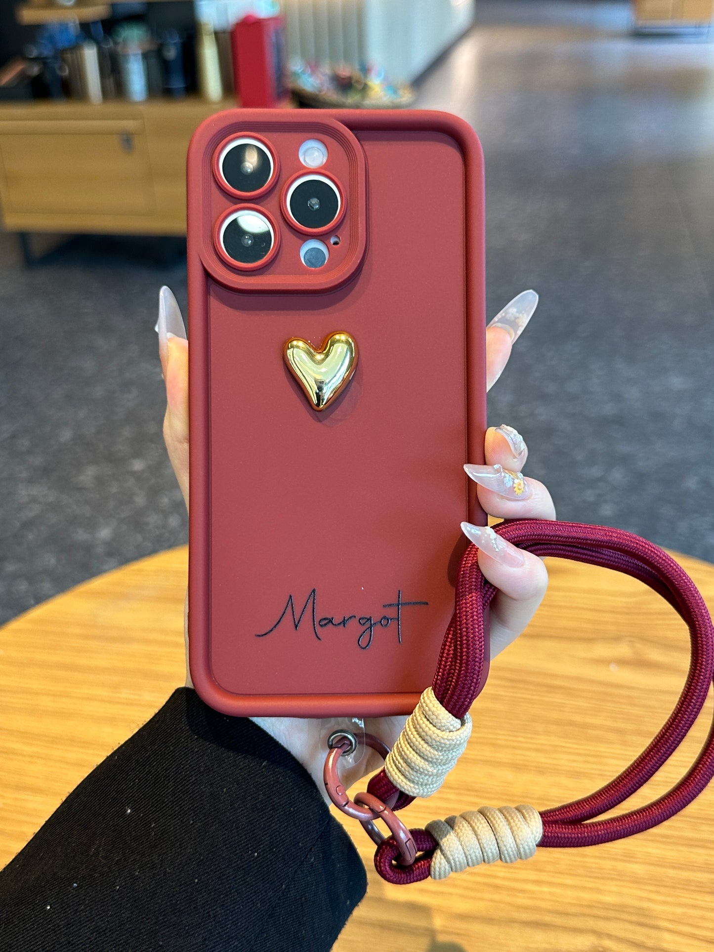 Your Name Signature Series: Fashionable 3D Golden Heart Personalized Phone Case