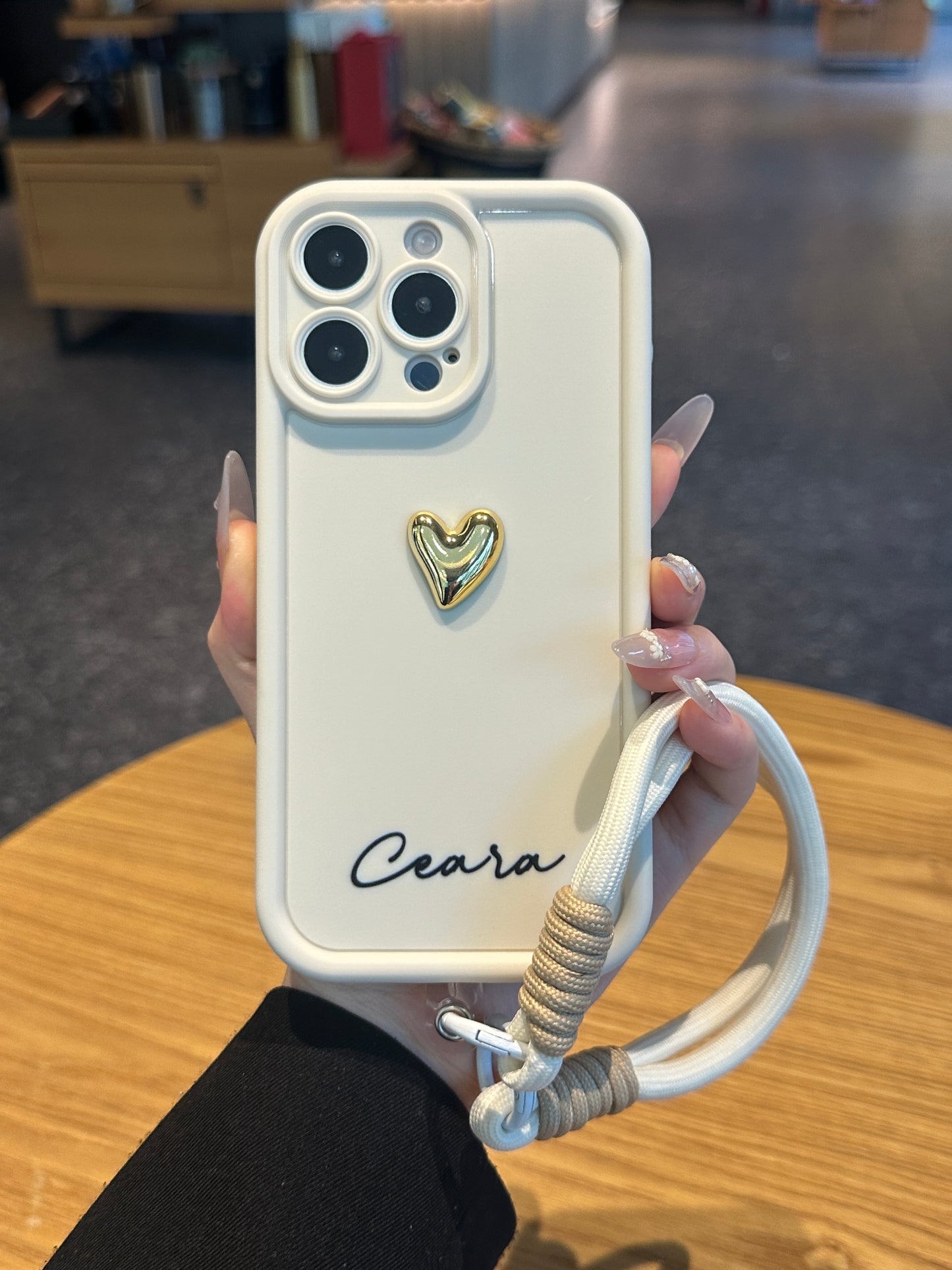 Your Name Signature Series: Fashionable 3D Gold Heart Personalized Phone Case
